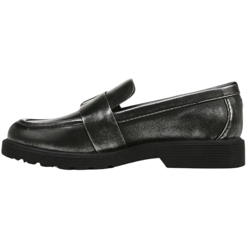 NWT Women’s Zodiac Renee Buckle Round Toe Chunky Y2K Loafer Sz 9 Black/Silver